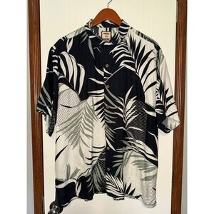 Tommy Bahama Silk Palm Leaf Hawaiian Shirt Mens Med‎ Tropical Resort